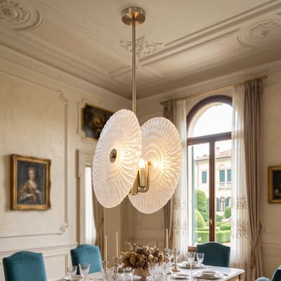 Lustre en métal et verre doré 35x18x80 cm