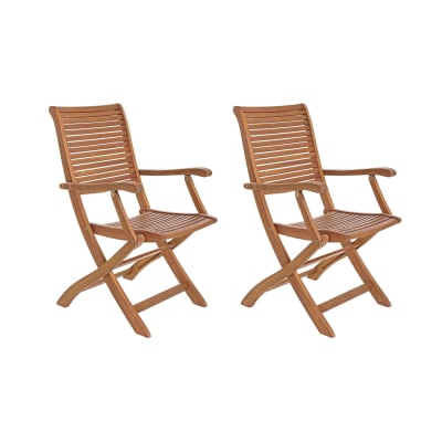Lot de 2 fauteuils de jardin pliants en acacia