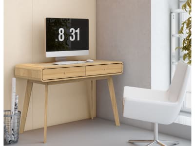 Bureau avec 2 tiroirs en effet chêne