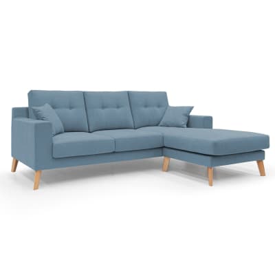 Canapé d'angle reversible en tissu imperméable t02 237 cm bleu pastel