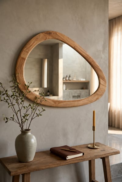 Miroir bois de teck marron 56x80x3cm
