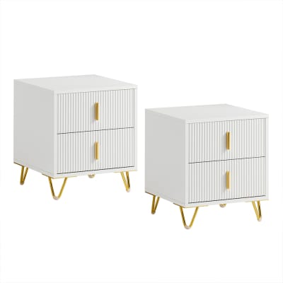 Set de 2 tables de chevet 2 tiroirs blanc 40x47x40 cm