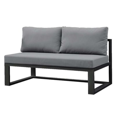 Banquette de jardin noire en aluminium L128 x P75 x H64 cm