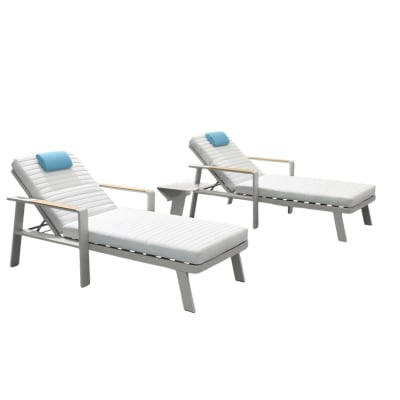 Duo bain de soleil beige L200 x P80.5 x H88 cm