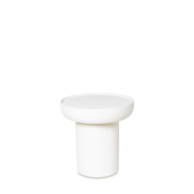 Table d'appoint ronde en bois blanc effet ciment de 50 cm