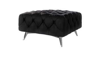 Repose-pieds Chesterfield en velours avec pieds en métal, noir