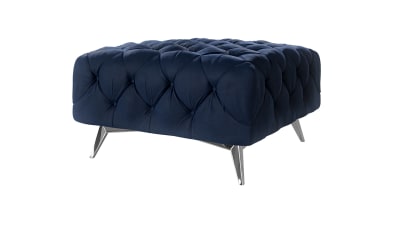 Repose-pieds Chesterfield en velours avec pieds en métal, bleu marine