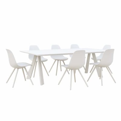 Table de jardin blanche en aluminium avec plateau céramique