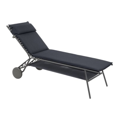 Bain de soleil matelassé haut en acier gris l186xl80xh90
