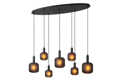 Suspension verre 7 lumières verre noir