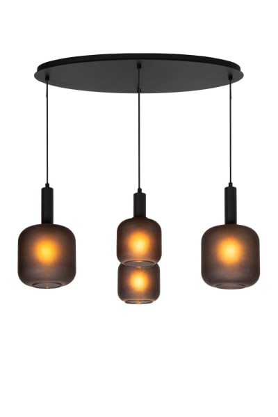 Suspension verre 4 lumières verre noir