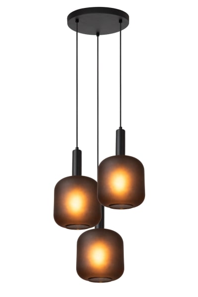 Suspension verre 3 lumières verre noir