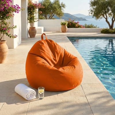 Pouf poire xl d'extérieur - 110x120 cm - orange