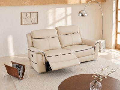 Canapé relaxation cuir 3 places beige