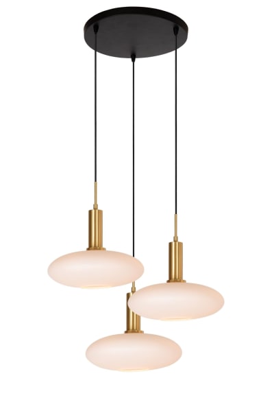 Suspension en verre 3 lumières verre opalin 55 cm