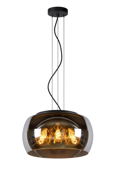 Suspension en verre 3 lumières verre fumé 40 cm