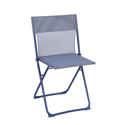 Chaise pliante ultra-compacte en acier bleu l44xl48xh83