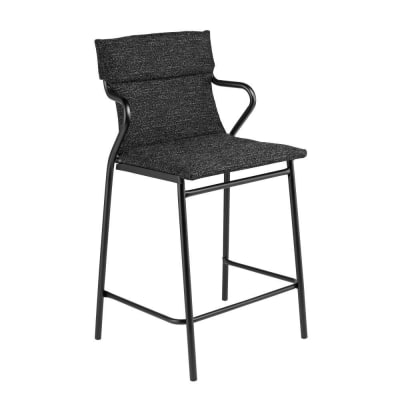 Fauteuil de repas matelassé mi-haut en acier noir l52xl58xh100