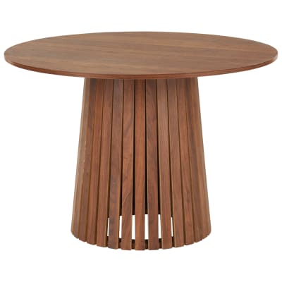 Table à manger ronde en bois foncé style scandinave 110cm