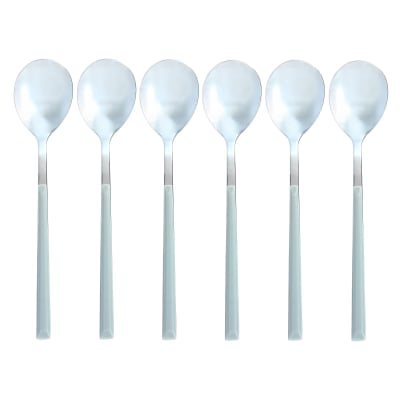Lot de 6 cuillères de table grises en acier inoxydable