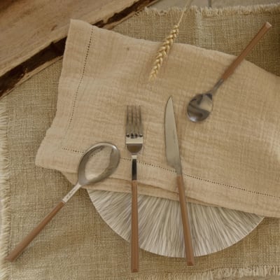 Lot de 6 cuillères de table marron en acier inoxydable