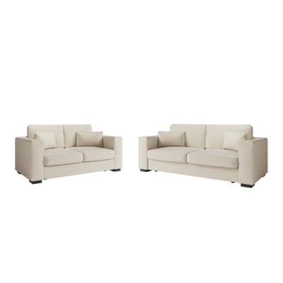 Ensemble canapés 2+3 places en tissu - beige