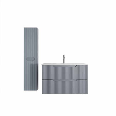 Meubles salle de bains ensemble effet bois gris 46x80x48cm