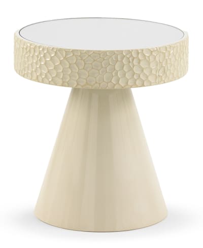 Table d'appoint en métal et miroir