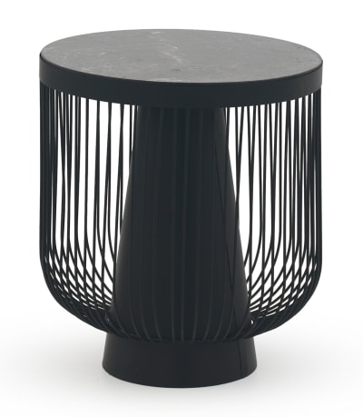 Table d'appoint en métal et marbre, couleur noire