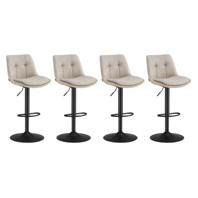 Ensembles de 4 tabourets de bar réglables blanc