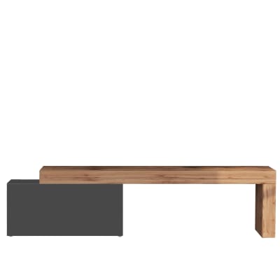 Meuble tv extensible 1 porte 180/260 cm effet bois anthracite et chêne