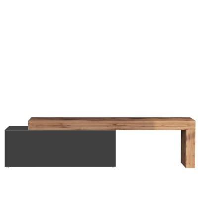 Meuble tv extensible 1 porte 180/290 cm effet bois anthracite et chêne