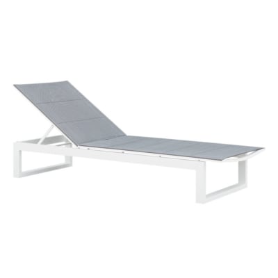 Duo bain de soleil en aluminium blanc et textilène gris