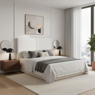 Tête de lit double panneau vertical blanche, lit 160 cm, 170x120 cm