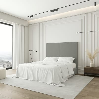 Tête de lit double panneau vertical grise, lit 160 cm, 170x120 cm