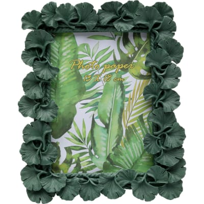 Cadre photo feuilles de ginkgo en polyrésine verte 20x25