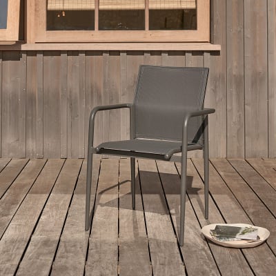 Fauteuil en aluminium et textilène gris