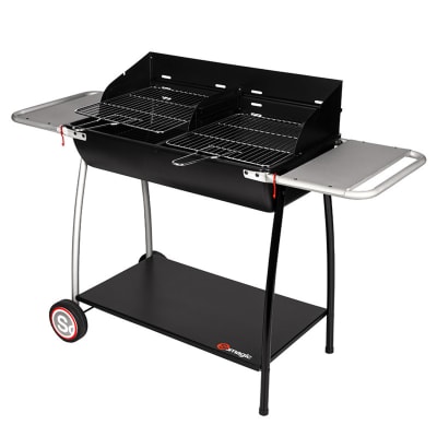 Barbecue au charbon de bois avec deux tablettes latérales