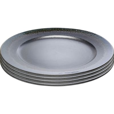 Assiette plate en faïence noire d28 - lot de 4