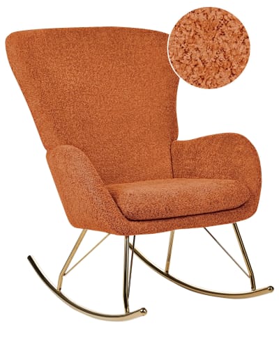 Fauteuil à bascule bouclé orange