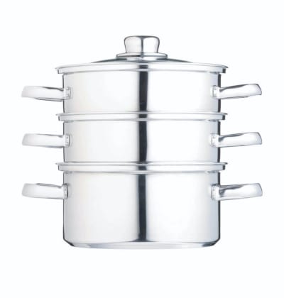 Cuit-Vapeur à Trois Étages 16cm Acier Inoxydable Argent