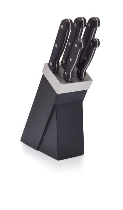 Ensemble De 5 Couteaux Et Bloc En Acier Inoxydable Noir