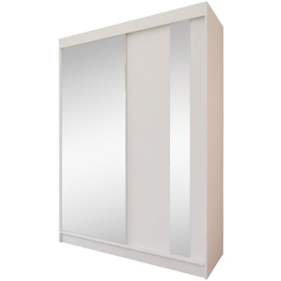 Armoire à portes coulissantes 150/216/61 blanche avec miroir