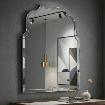 Miroir mural avec cadre en verre gris 85x1x100 cm