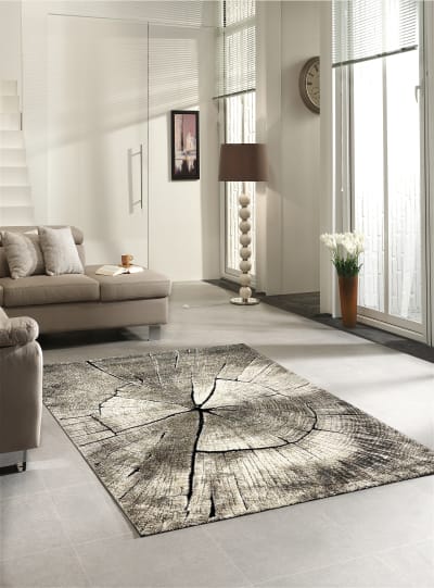 Tapis abstrait moderne, marron, 160 cm rond