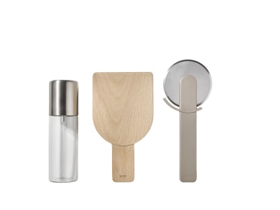 Ensemble à pizza en verre taupe
