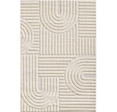 Tapis à reliefs géométriques crème - 80x150 cm