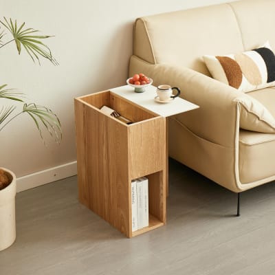 Table d'appoint bout de canape avec rangement en bois