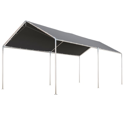 Carport 6x3m acier galvanisé pe haute densité gris
