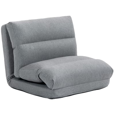Fauteuil paresseux convertible lit dossier 5 positions tissu lin gris